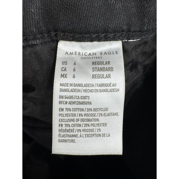 American Eagle Button Fly Festival Flare Jeans Womens 6 Regular Black Stretch - Picture 10 of 12